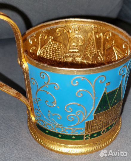 Подстаканник Коломенское эмаль алюминий СССР 1960