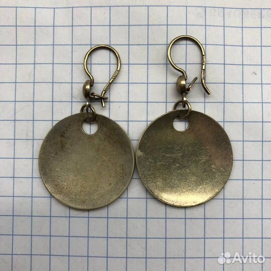 Серебряные серьги с позолотой, Северная Чернь