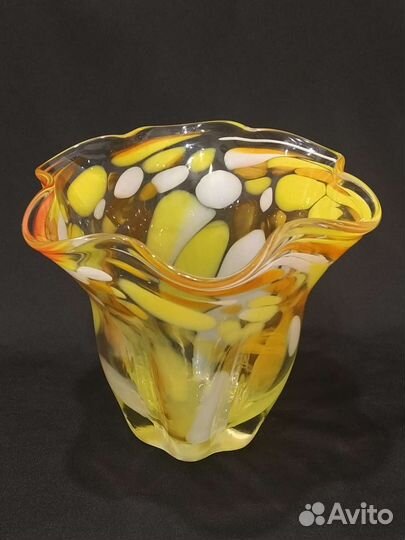 Вазочки, гутное стекло, винтаж