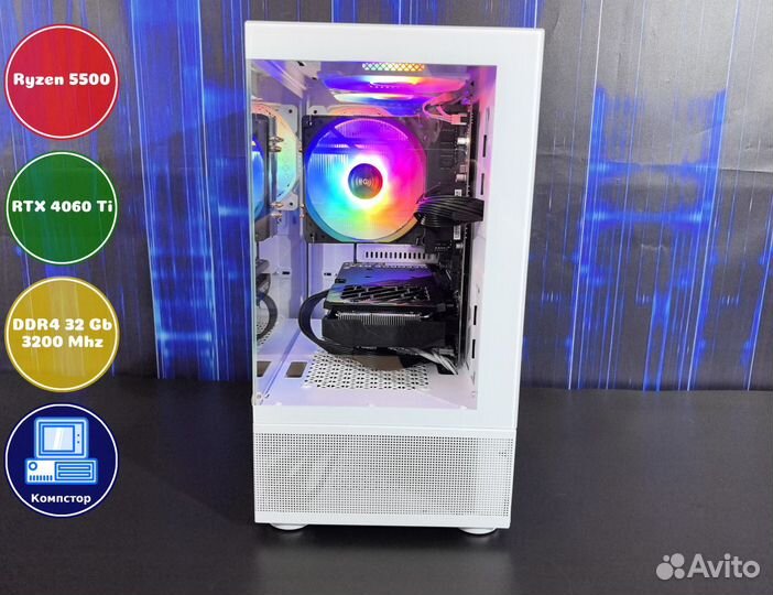 Сборки пк AMD5500-RTX4060Ti-32DDR4-YHD48596701-A520