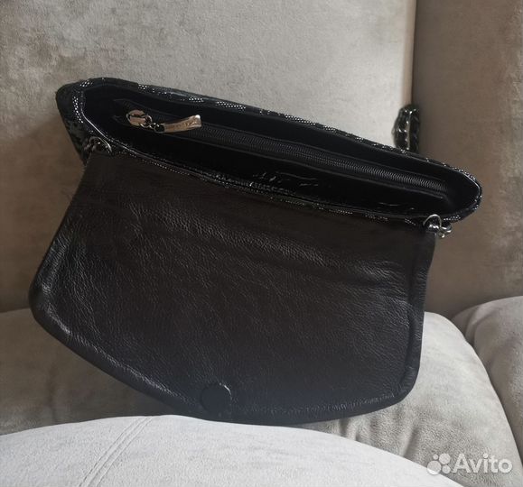 Сумка клатч кожа, замша чёрная с рисунком кружево