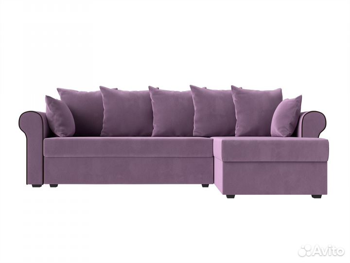 Диван угловой Рейн правый угол, микровельвет, сиреневый