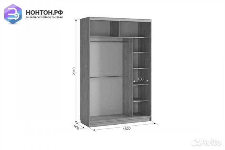 Шкаф-купе Гранд 4-600 птицы дуб сонома