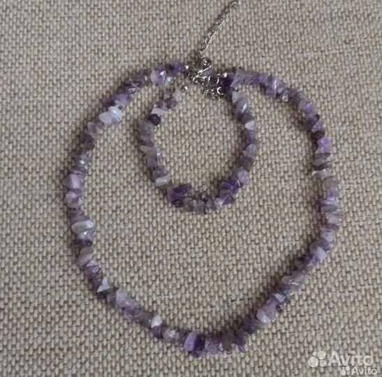 Колье, бусы, браслет из натуральных камней