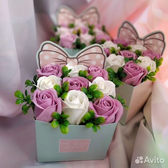 Мыльные розы, букет из мыльных цветов