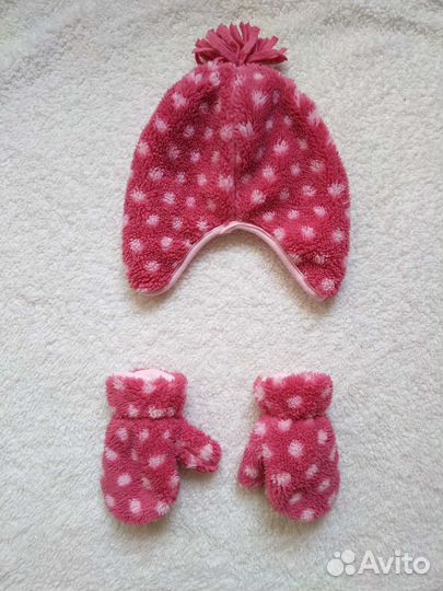 Комплект шапка, варежки на 2-3 года