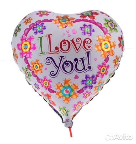 Воздушный шар Сердце в цветочках