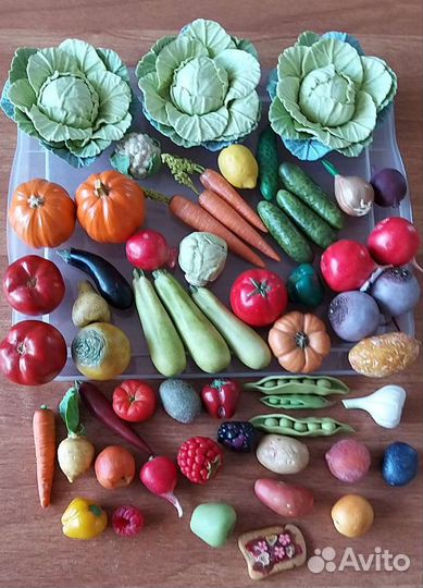 Миниатюра: овощи и фрукты из полимерной глины