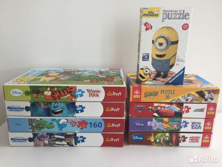 Пазлы от 30 до 2000 элементов, есть 3D