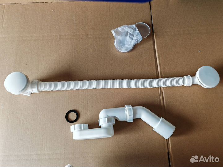 Слив-перелив для ванны (автомат) белый глянец