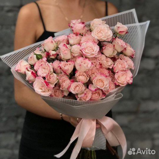 Букет из кустовых роз 15 25 51 101 роза