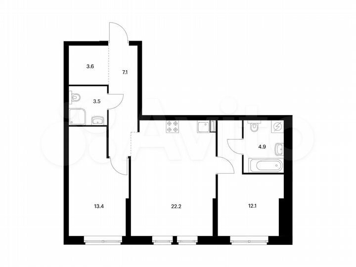 2-к. квартира, 66,8 м², 23/32 эт.