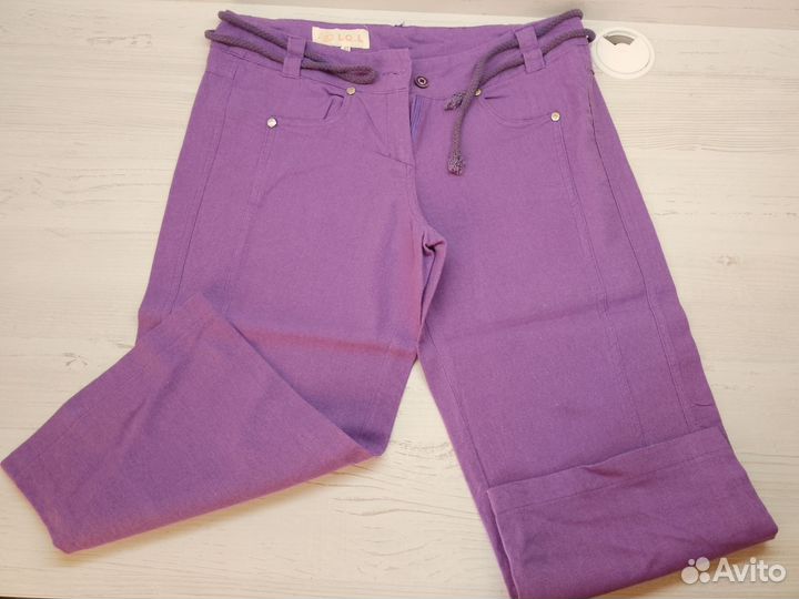 Брюки капри льняные женские летние 40-42