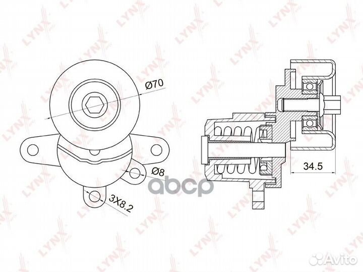 Натяжитель поликл. ремня с роликом PT-3028 lynx