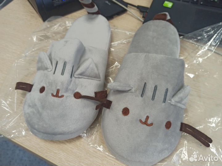 Тапочки Кот Пушин (Pusheen the cat) плюшевые