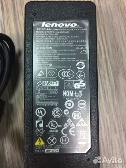 Новый блок для Lenovo 20V 2A (5.5x2.5) гарантия