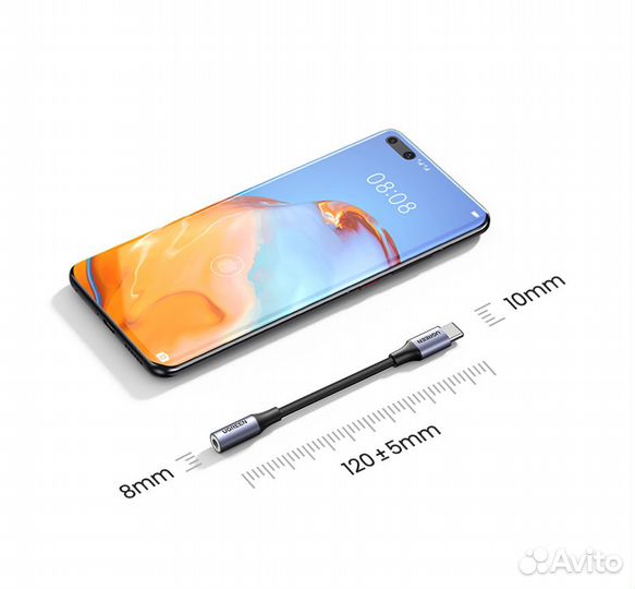 Переходник для наушников type-C ugreen чип DAC