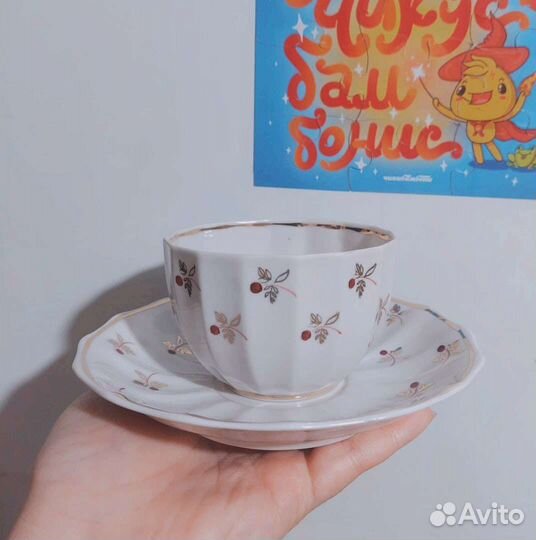 Чайная пара фарфор, Гарднер, СССР