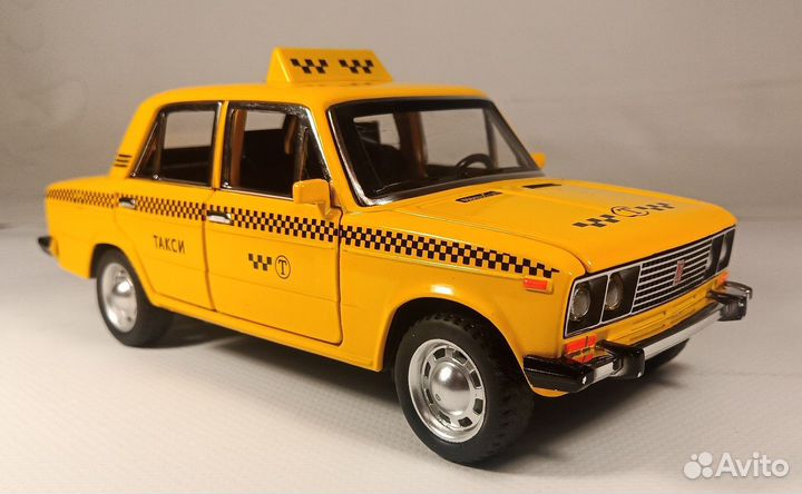Новая металл модель ваз 2106 жёлтое такси 1:24