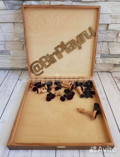 Шахматный ларец Турнирный бук, 40мм с утяжелёнными