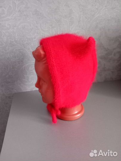 Чепчик с ушками из пуха норки