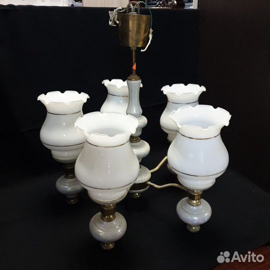 Люстра пятирожковая, стекло. СССР