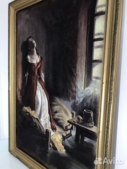 Старинная антикварная картина холст масло
