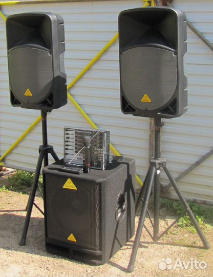 Колонки активные Саб 1500W Микшер Микрофон Штативы