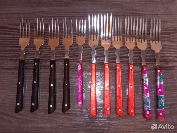 Вилки столовые СССР, цветное оргстекло, нержавейка
