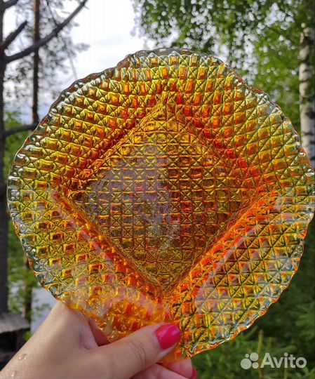 Вазочка конфетница ваза цветное стекло