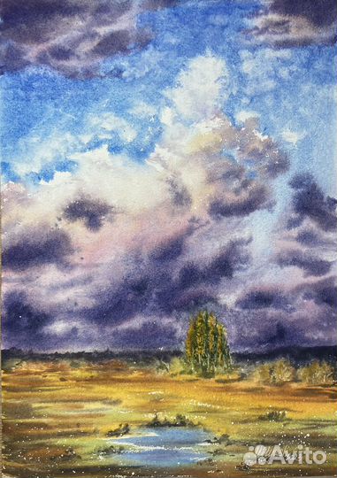Картина акварель «Перед грозой»