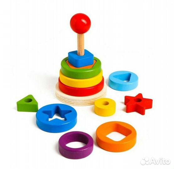Деревянная развивающая пирамидка - сортер
