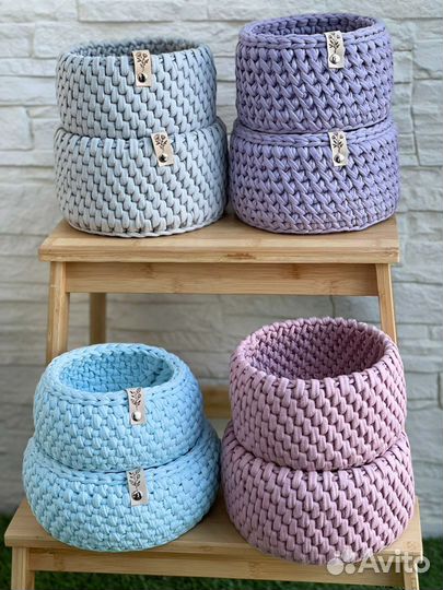 Корзинки из трикотажной пряжи