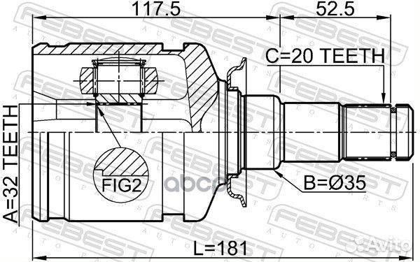 ШРУС внутренний левый 32X35X20 toyota avensis A