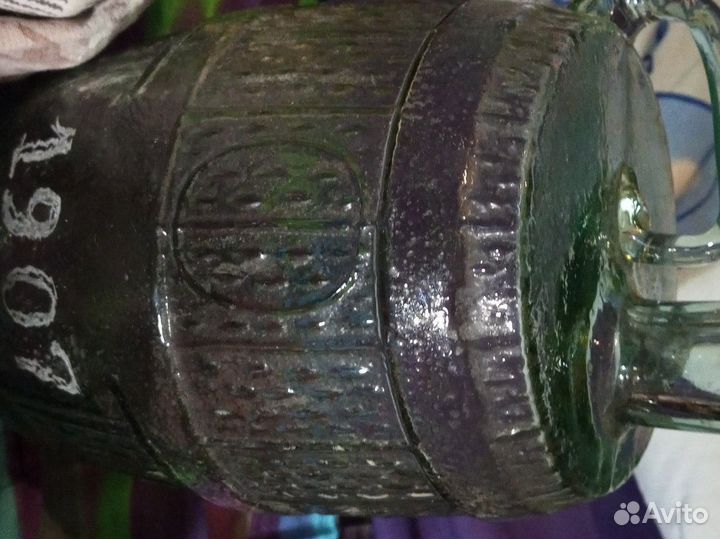 Бутыль старинный стекло с ручкой на три литра