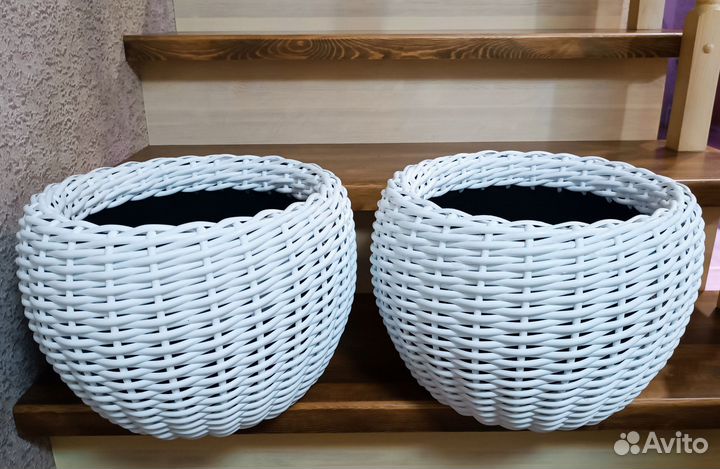 Корзина плетеная из ротанга под цветы вазон горшок