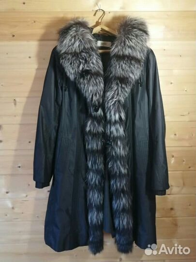 Пальто на кролике с чернобуркой