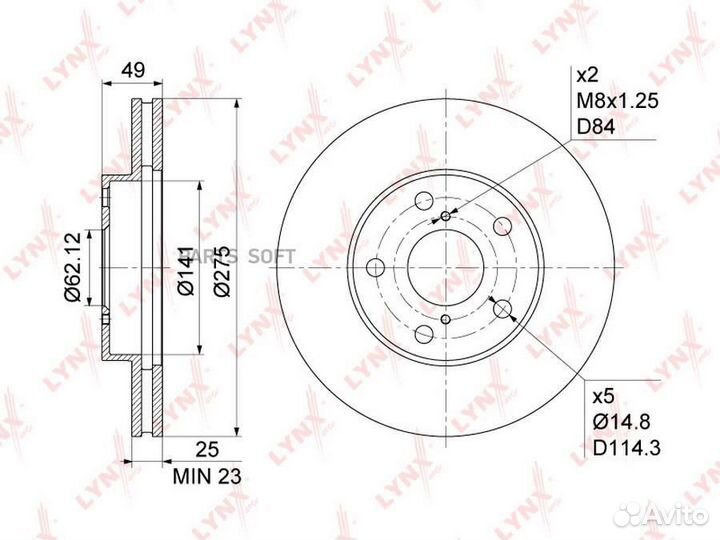 Lynxauto BN-1160 Диск тормозной перед. 275x25