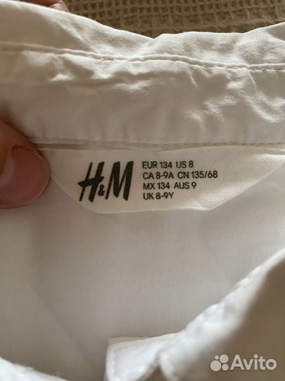 Белая рубашка H&M 134 р-р