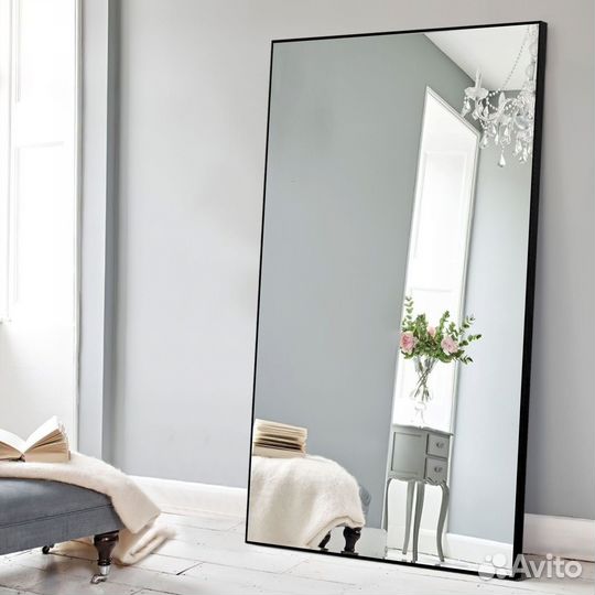 Зеркало в черной раме прямоугольное 90*195см