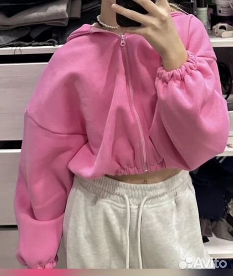 Укороченное зип худи