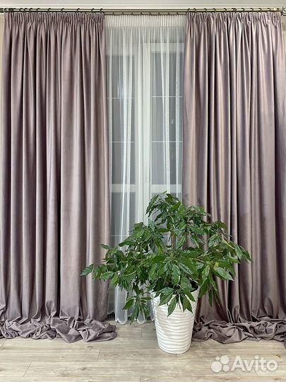Шторы бархат комплект новые сиреневый