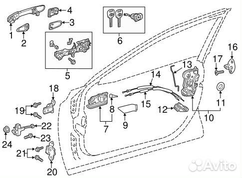 Трос замка двери передней на Тойота Камри 70