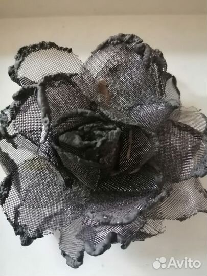 Брошь цветок из ткани/кожи 7 шт