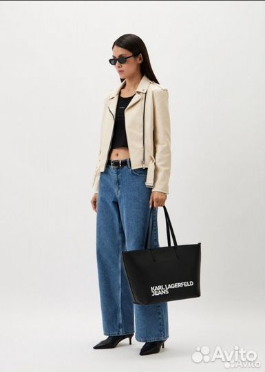 Новая кожаная сумка шопер karl lagerfeld нат кожа