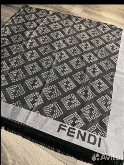 Платок шаль Fendi серый большой новый