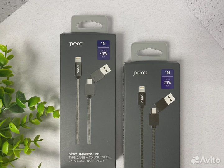 Кабель pero DC-07 2in1 20W 1m