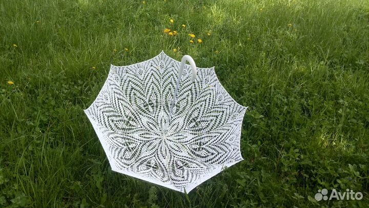 Вязаный ажурный зонтик. Свадебный зонт