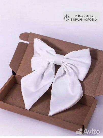 Новый белый бант для волос в школу, на заколке