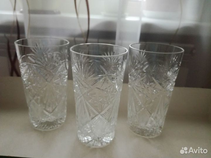 Хрустальные стаканы-180мл, высота - 12см., диам.-7